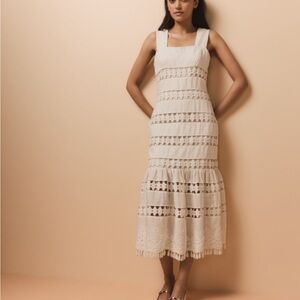 Ivory Midi Sundress with Square Neckline